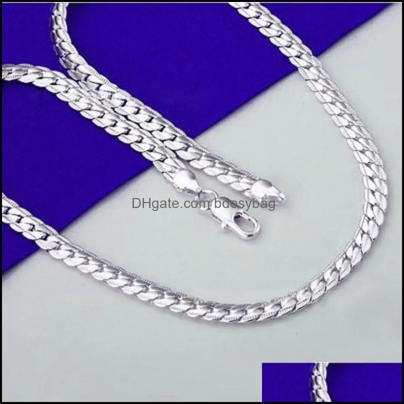 Silver Snake Bone Chain Necklace Hip Hop 5mm20inch Link Necklaces for Men Women Statement Jewelry DIY accessories Christmas Gift