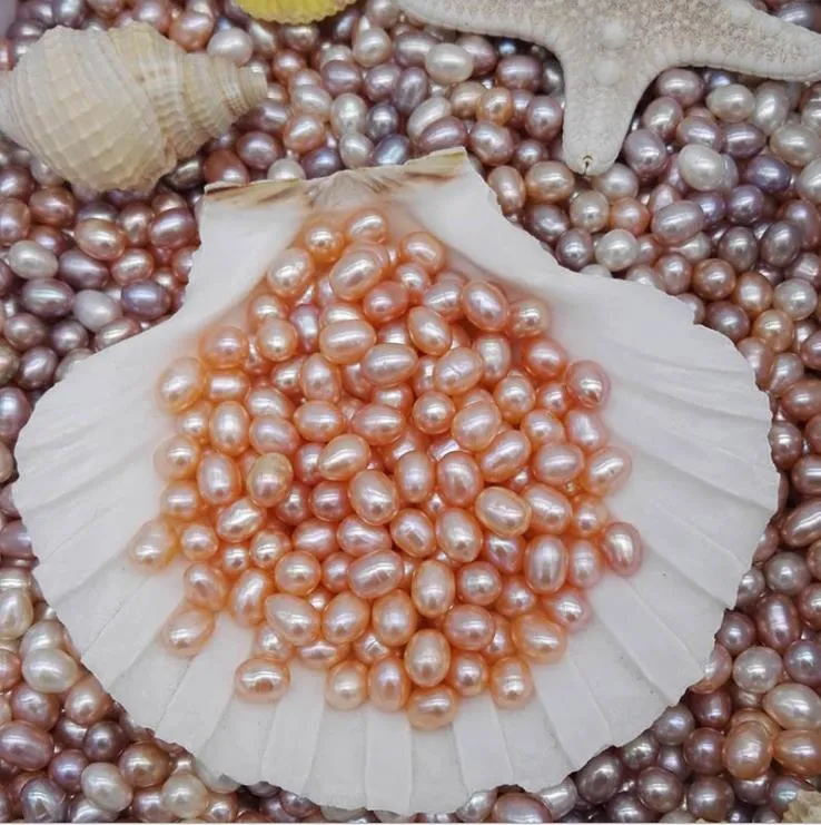High Quality 5A Loose Freshwater Rice Pearls 5-6Mm/6-7Mm Without Hole Natural Colors Different Colors For Jewelry Diy Shipping