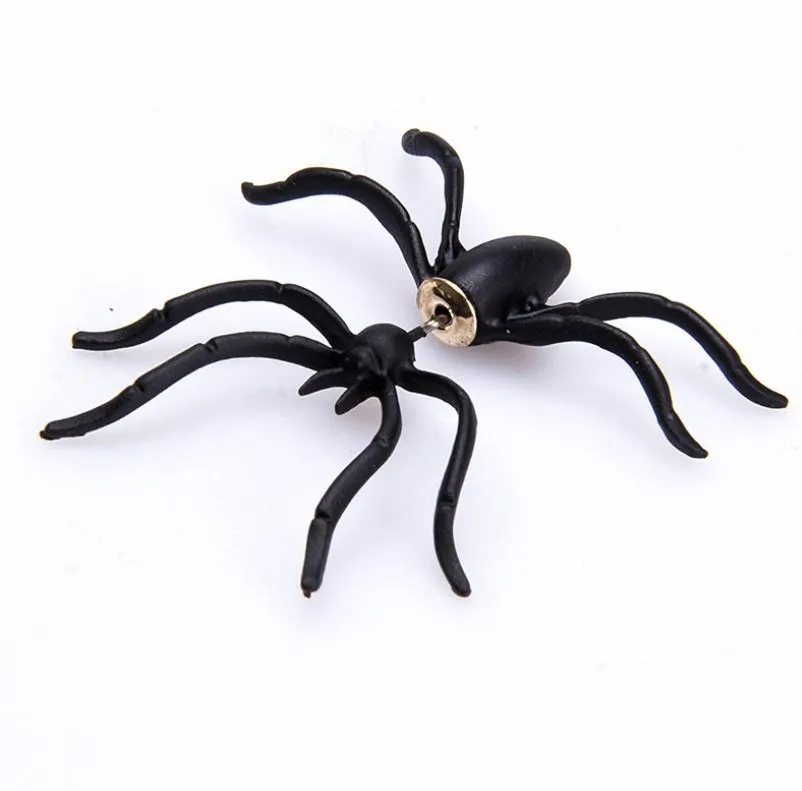 패션 여성 3D 귀 커프 스터드 펑크 스타일 검은 거미 모양 귀걸이 귀걸이