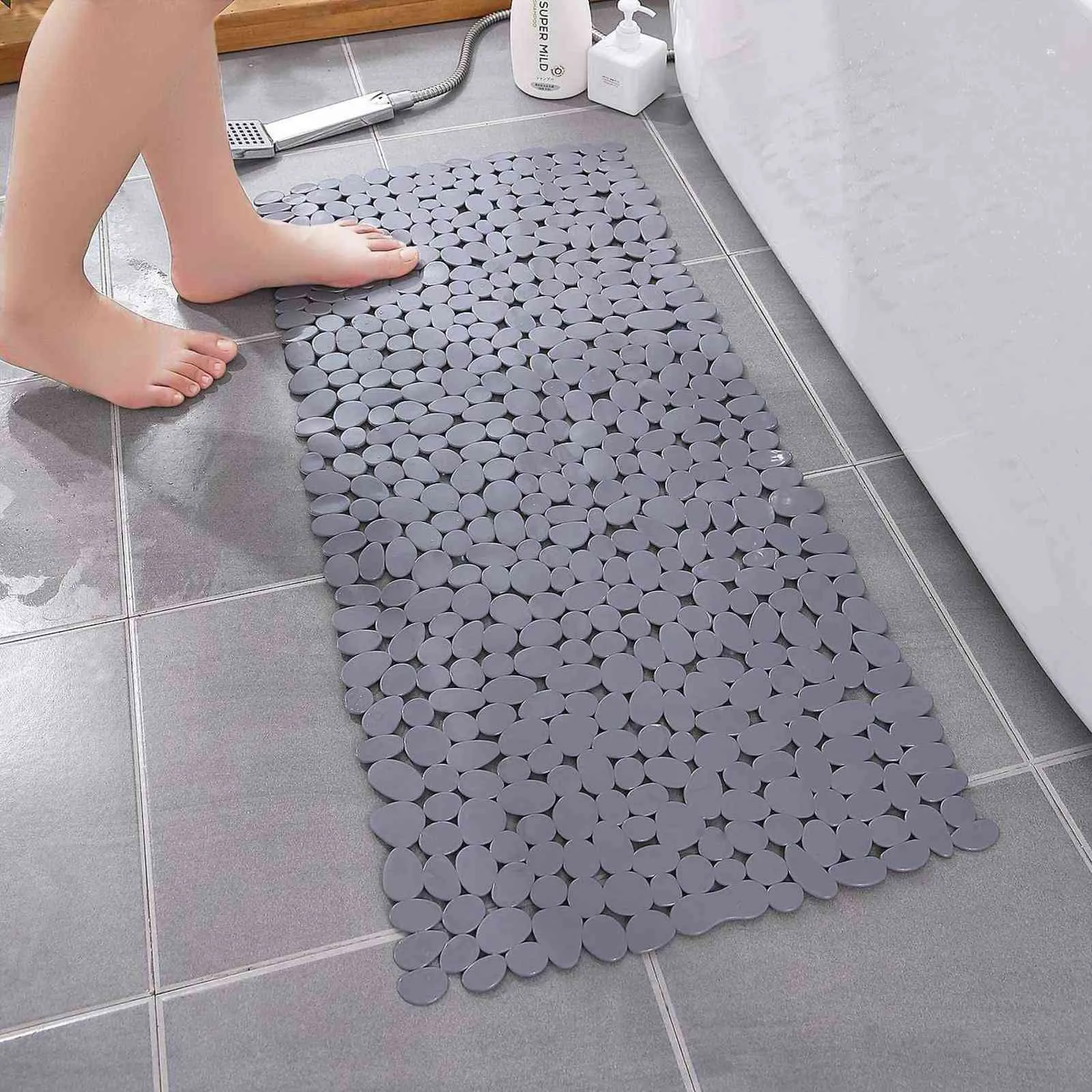 Çakıllar kaymaz duş banyo mat kayma küvet paspaslar vantuz duş yastık uzun mutfak ayak pedleri 211109