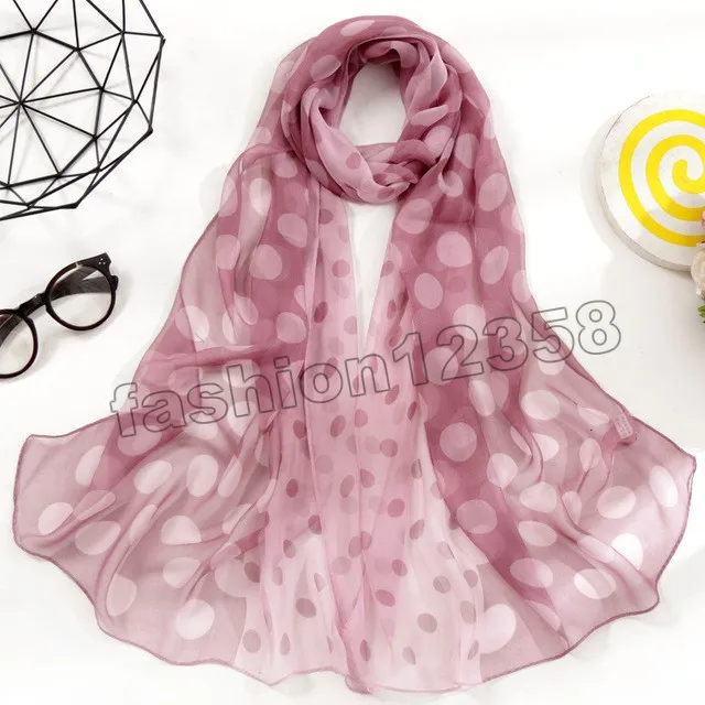 Шифон Шелковый пляжный шарф для женщин Мусульманская Волна Hijab Point Print Bandana Georgette Длинная шаль высокого качества