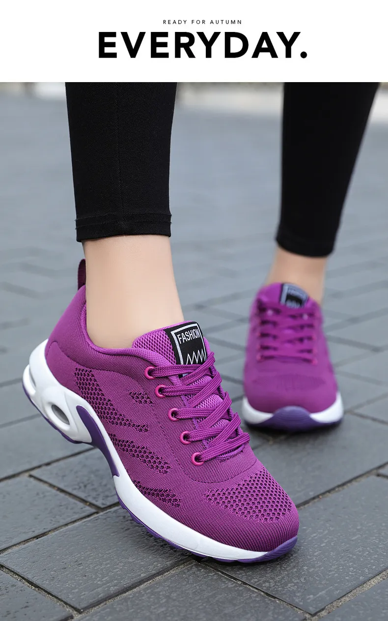 الأحذية النسائية الخريف 2021 جديد تنفس أحذية الركض سوليد تنفس الكورية عارضة الهواء وسادة الأحذية الرياضية النساء PM128
