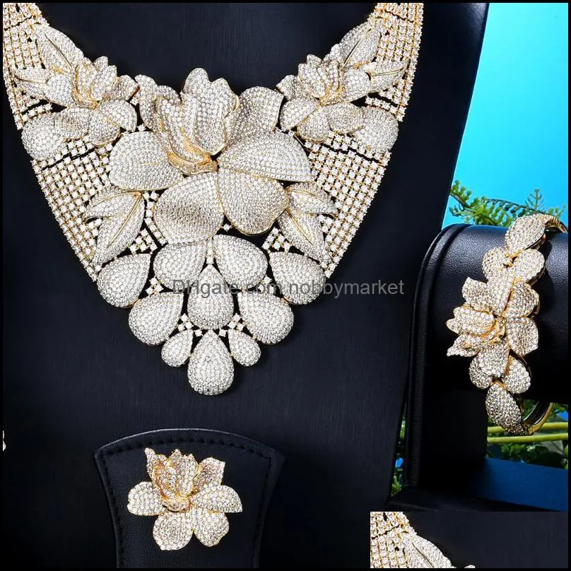 Earrings & Necklace Soramoore Disc Balls Luxury Nigerian Dubai Jewelry Sets For Women Cubic Zircon Wedding Bridal 2021