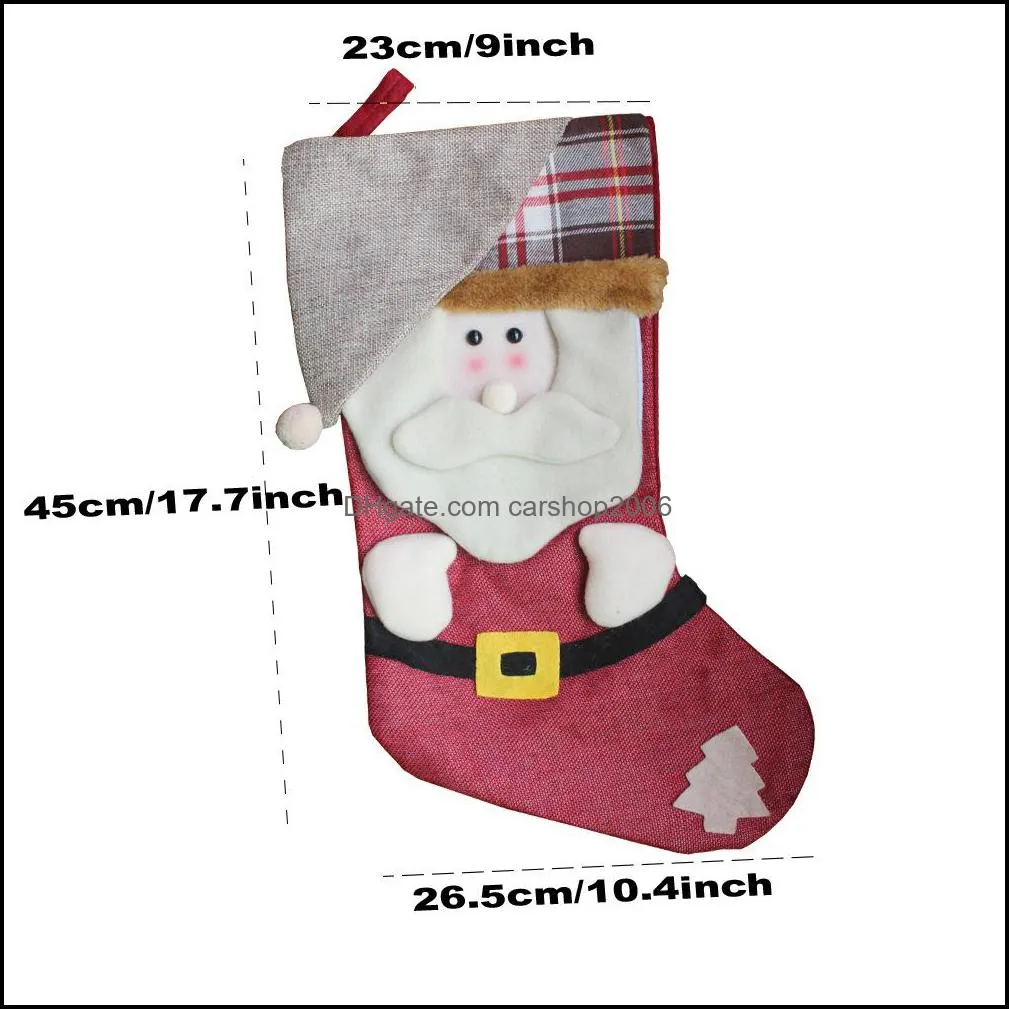 Creative Christmas Stocking Santa Claus Snowman Christmas Tree Ornaments Sock Home Party Decoration Children Candy Gift Bags DBC
