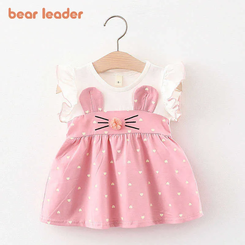 Bear Leader Baby Girl Autumn Dress Lovely Party Dress Toddler Baby Outfits Bow-knot Sweet Costumes Casual Clothes Suits 210708