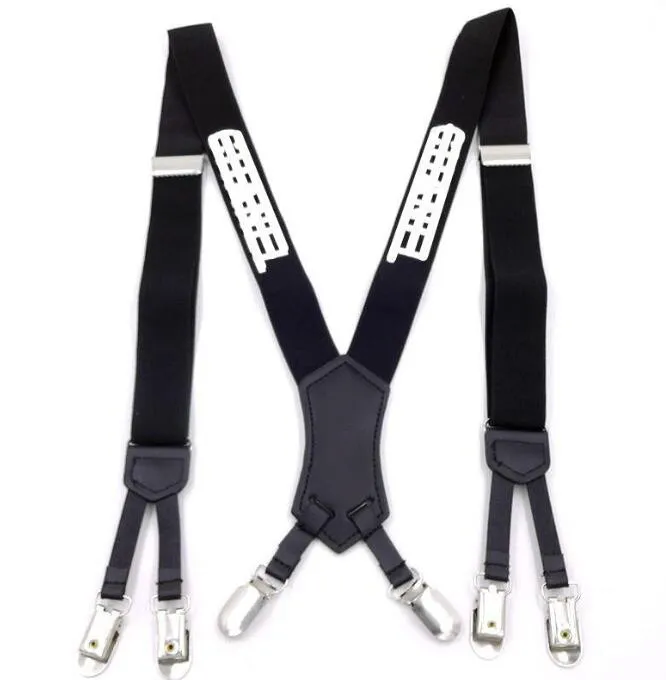  Black Suspenders For Men Heavy Duty Clips 2 Inch