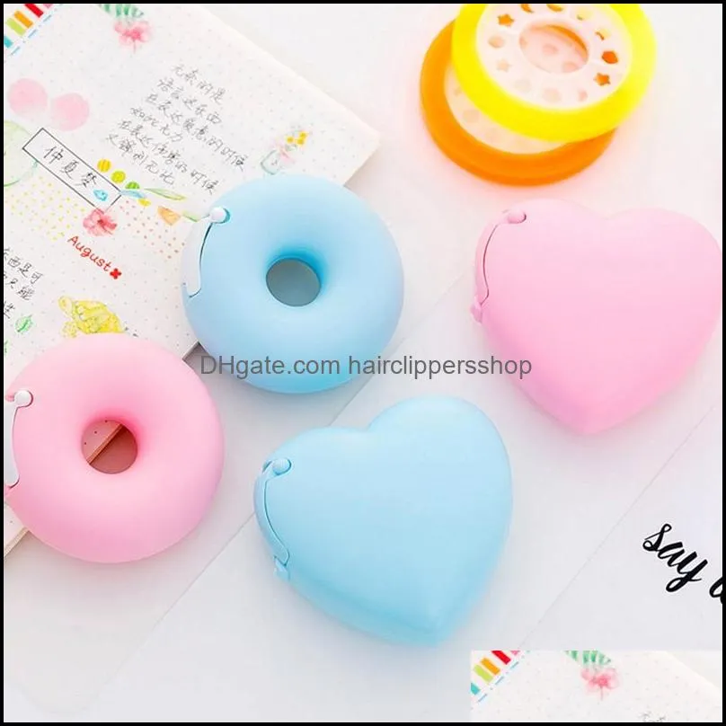 Cute Love Heart Donut Tape Cutter Candy Color Masking Tape Storage Organizer Cutter Office Machine Stationery