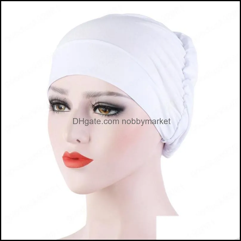 Solid Color Underscarf Easy Cap Jersey Inner Hijab for Women Elastic Soft Headband Turban Chemo Hat Muslim Fashion Accessories