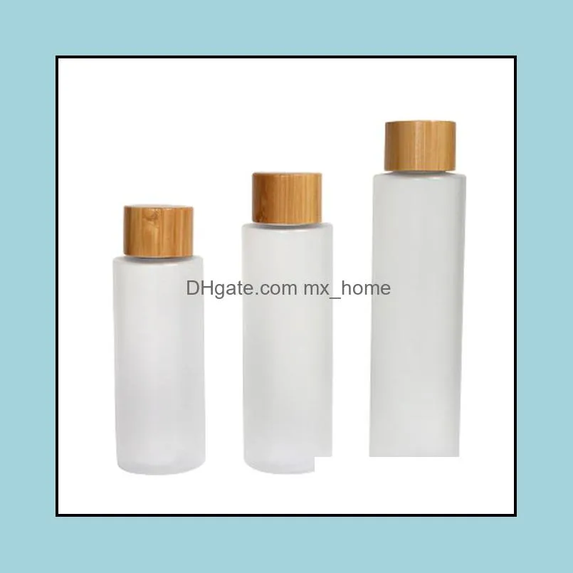 Storage Bottles & Jars 100ML 120ML 150ML Empty Plastic Frosted Flat Shoulder Bottle Bamboo Wooden Cover Portable Cosmetic Packaging