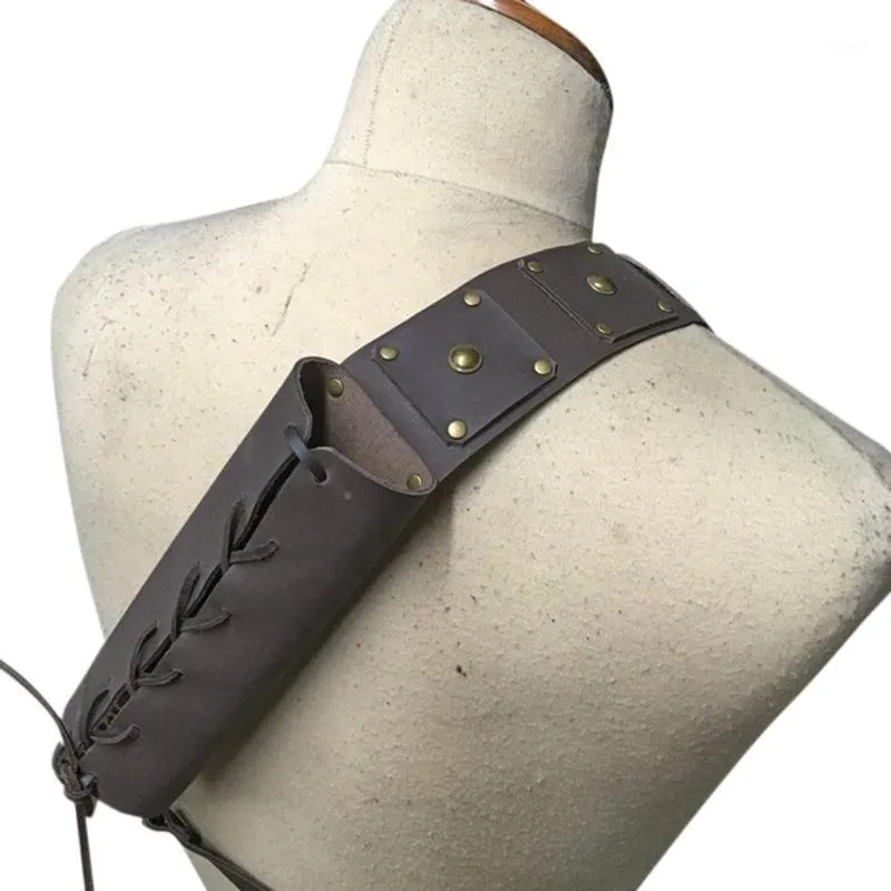 Support arrière médiéval rétro épée épaule gaine porte-grenouille pour hommes adultes guerrier Costume rapière cuir boucle Holster1