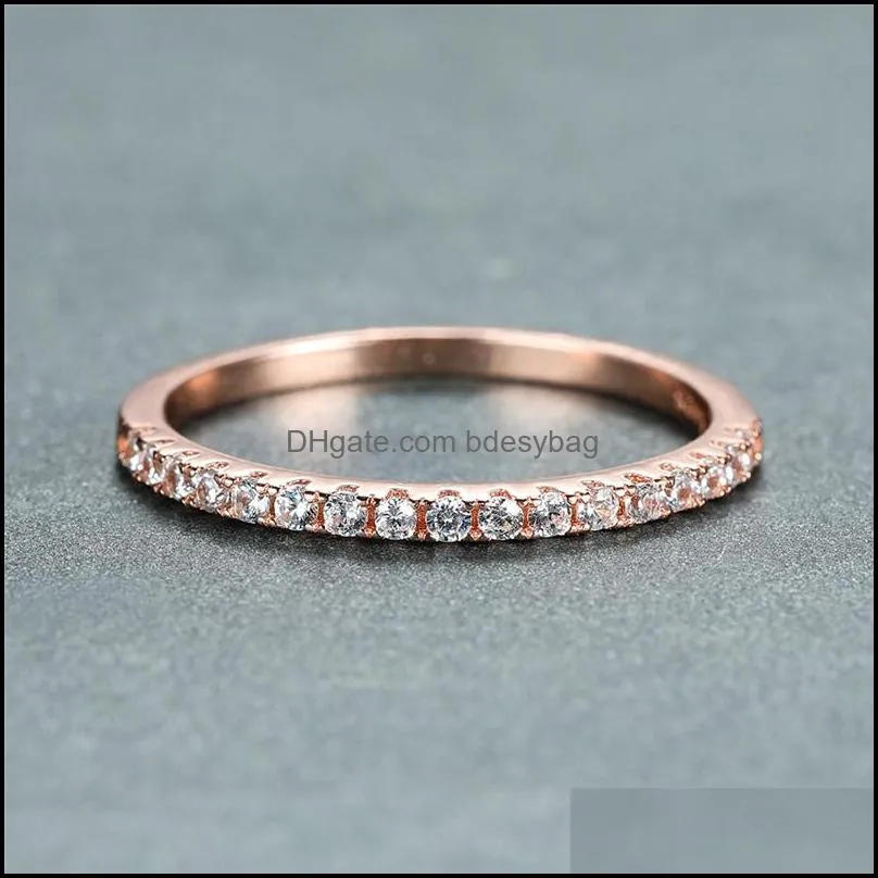 Cluster Rings Mini Round Lab Diamond Thin For Women 925 Sterling Silver Rose Gold Stackable Ring Female Wedding Jewelry Engagement