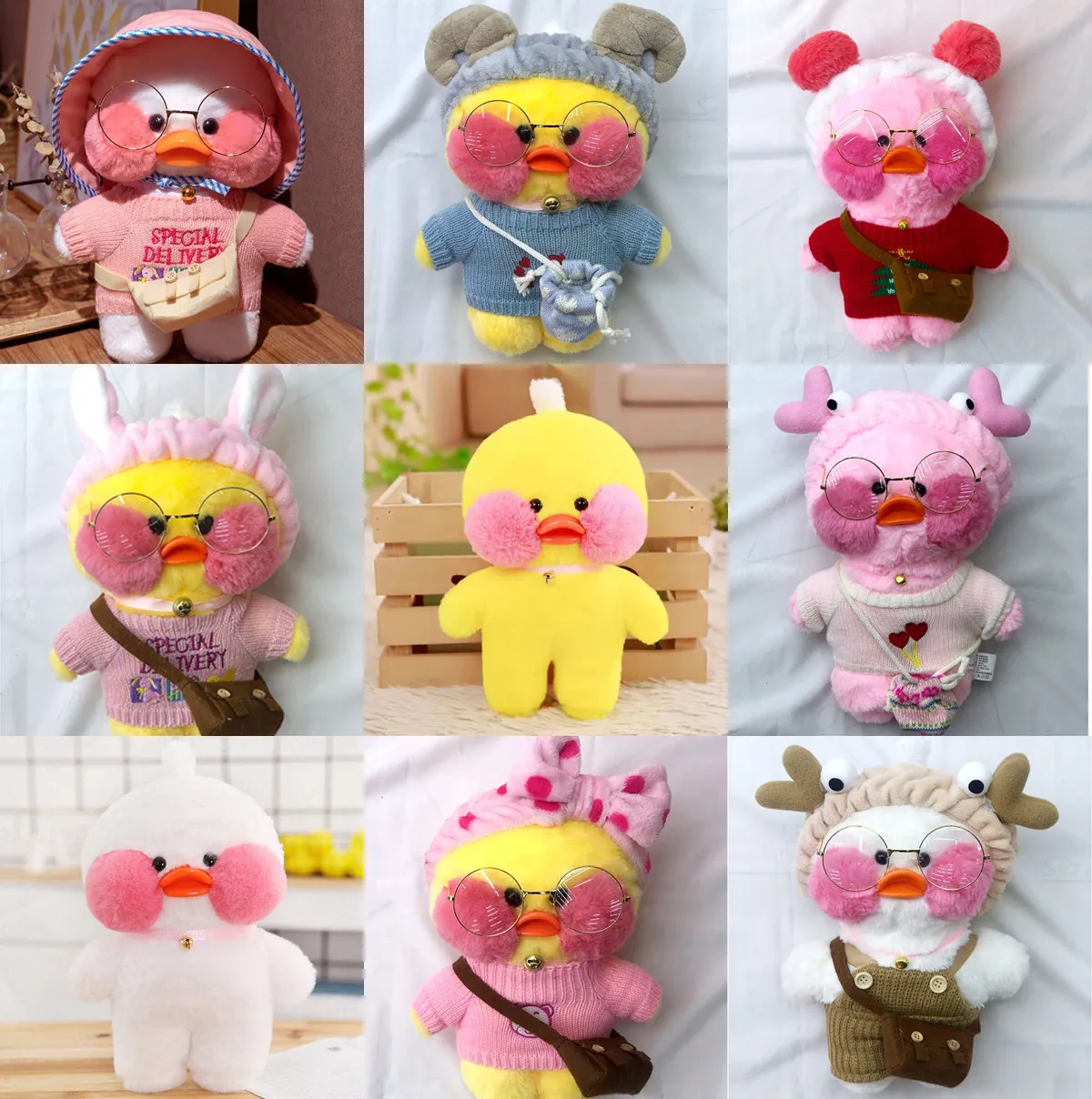 Pato de pelucia Lalafanfan Cafe Mimi 30cm Kawaii Tiktok