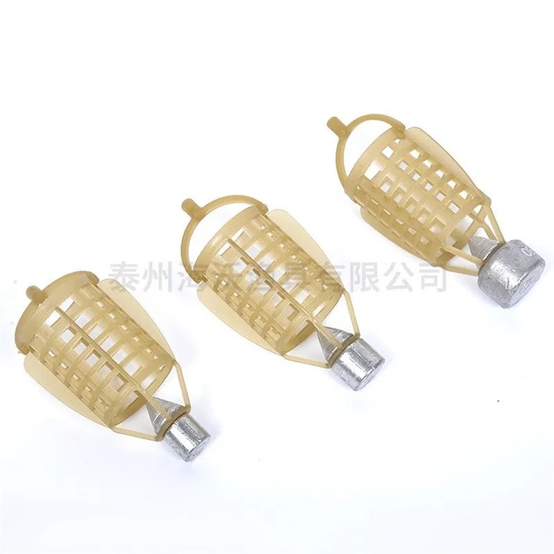Wholesale-5pcs Fishing Feeder Bait Cage Fishing Lure Holder Basket with Lead Sinker,30g,40g,50g,60g,80g Fishing Trap Accessories 352 X2