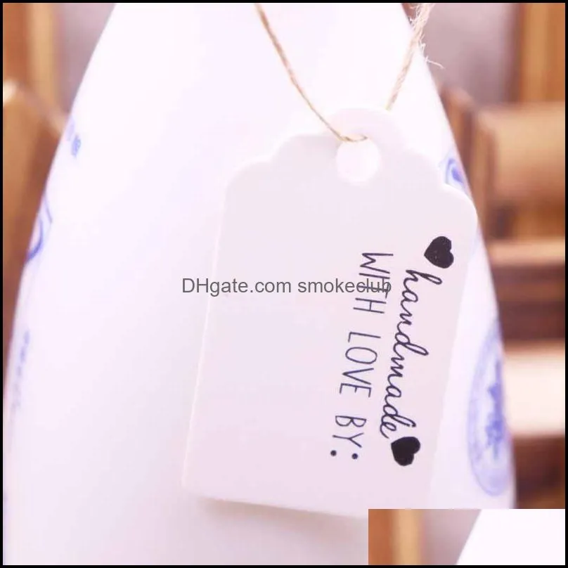 Gift Wrap 100Pcs DIY Made With Heart A Variety Of CARDS Paper Tags Scallop Head Label Luggage Weddingprice Hang Tag 5x3cm In 2021