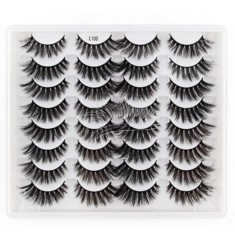 New Arrival 16 Pairs Thick Natural Mink False Eyelashes Set Soft & Vivid Multilayer Reusable Handmade 3D Fake Lashes Extensions Curly Crisscross Eyes Makeup