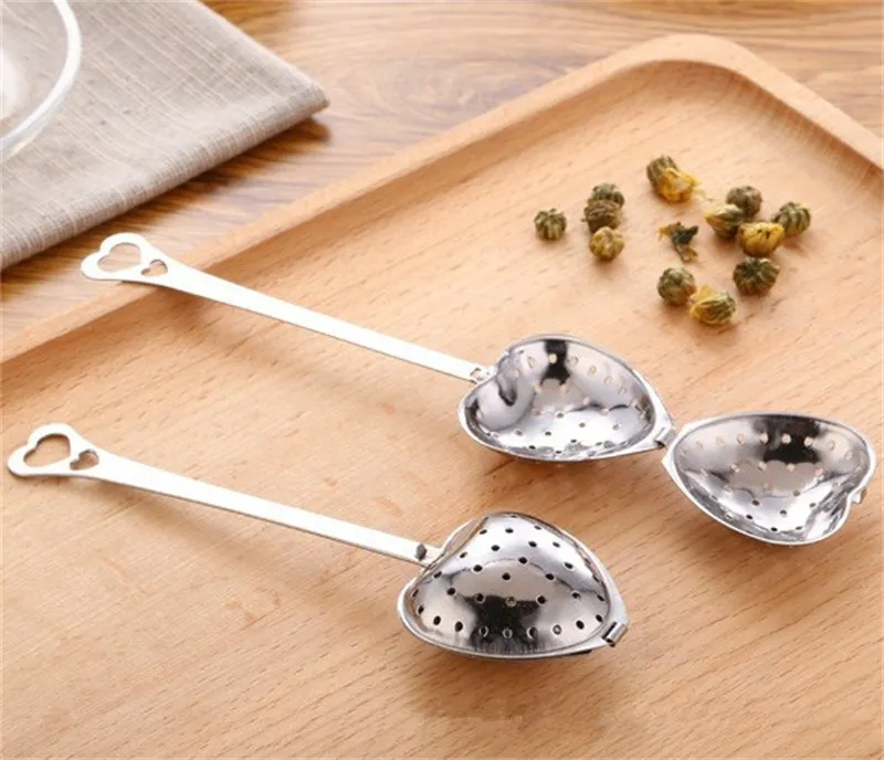 Hot Spring "Tea Time" Convenience Heart Tea Tools Infuser Hjärtformad rostfri örtinfuser Sked Filter Ny 1 S2