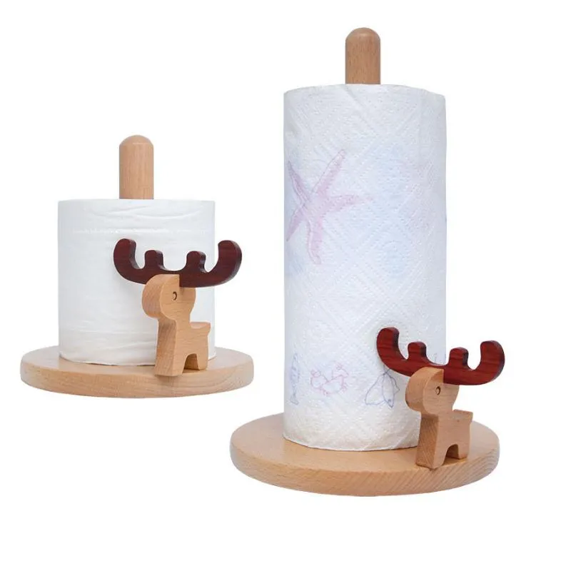 Boîtes à mouchoirs Serviettes Baffect Distributeur de porte-rouleau de papier en bois créatif Boîte de serviette de cuisine coupée Organisateur de maison Décoration idéale pour un Gi