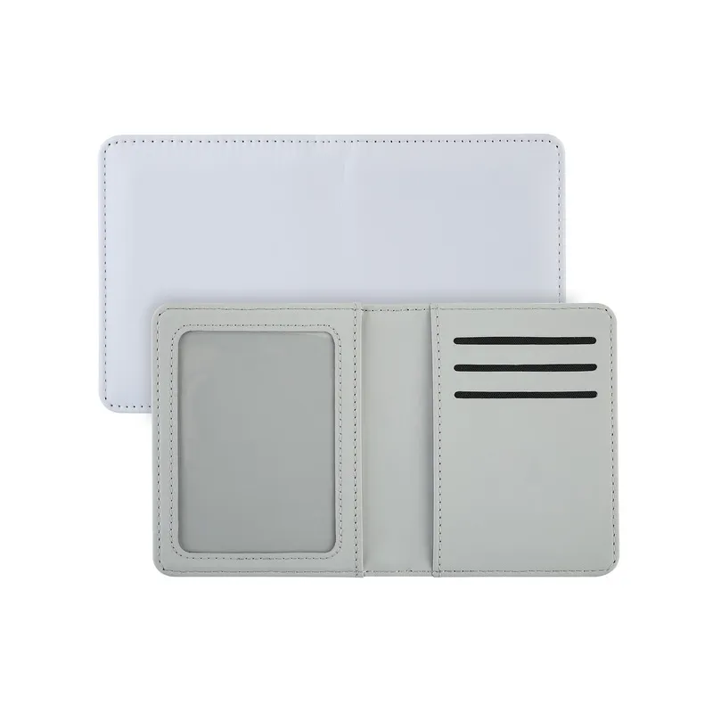 Sublimation Passport Holder Favor Double-sided DIY Card Bag PU Leather Bifold Wallet Creative Xmas Gift