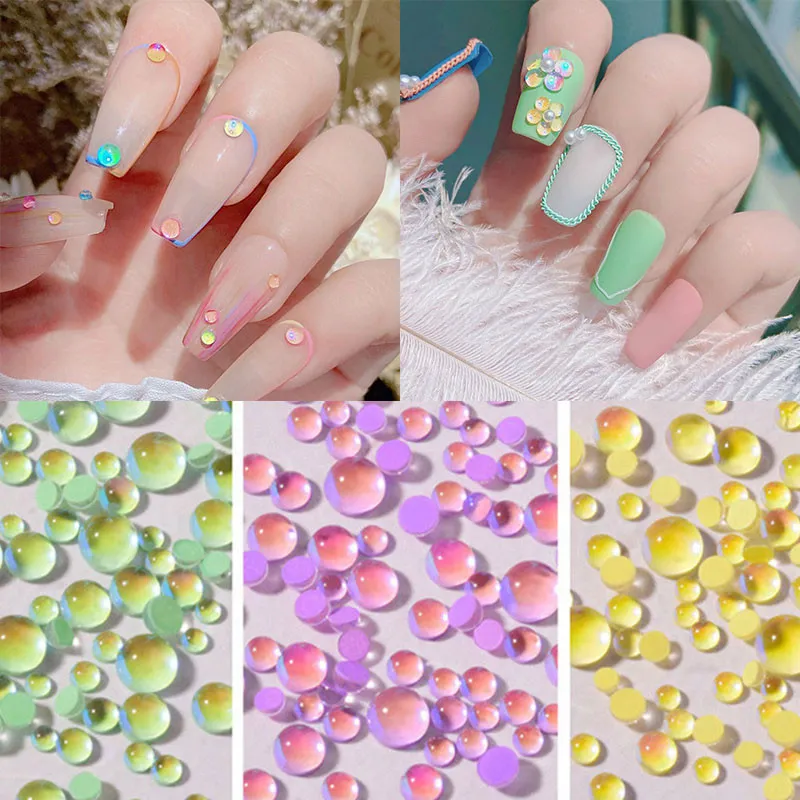 Wholesale 10colors Mermaid Crystal Beads 6 Grids Mixed Size 3D Nail Art Rhinestones Candy Colors Round Glass DIY Stones Nails Decoration Diamonds