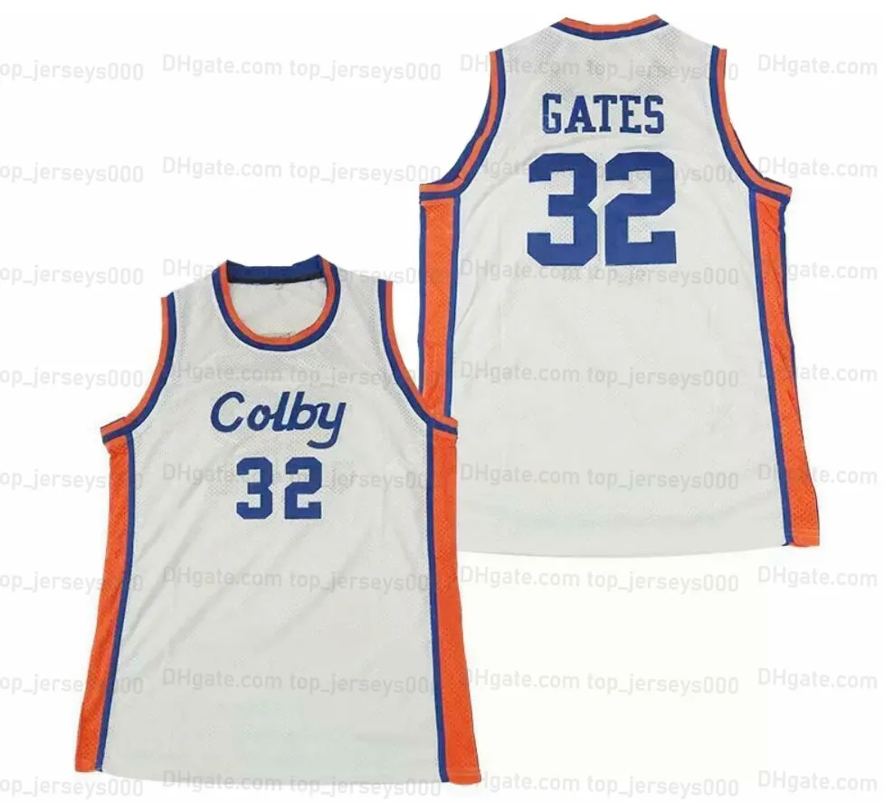 Maglia da basket personalizzata Curtis Gates # 32 High School Mens cucita bianca Qualsiasi nome Numero Maglie Alta qualità
