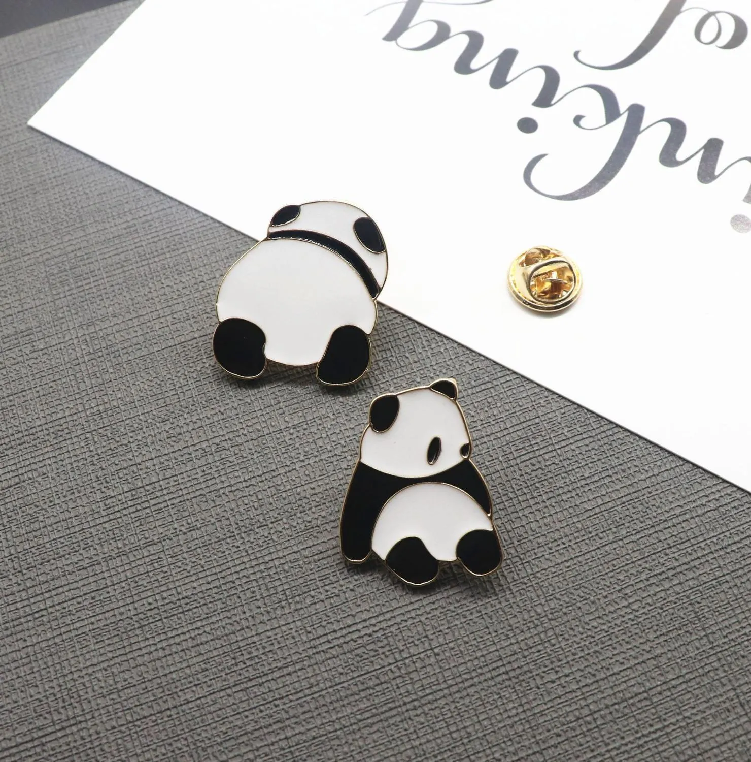 whole 12 pcs/ lot high quality metal enamel panda brooch pin