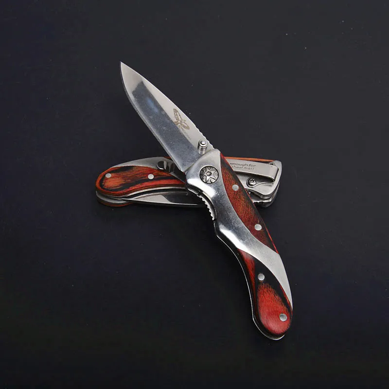 Promotie Pocket Folding Mes 5Cr15Mov Mirror Pools Drop Point Blade Wood + Steel Handle EDC Tactical Messen