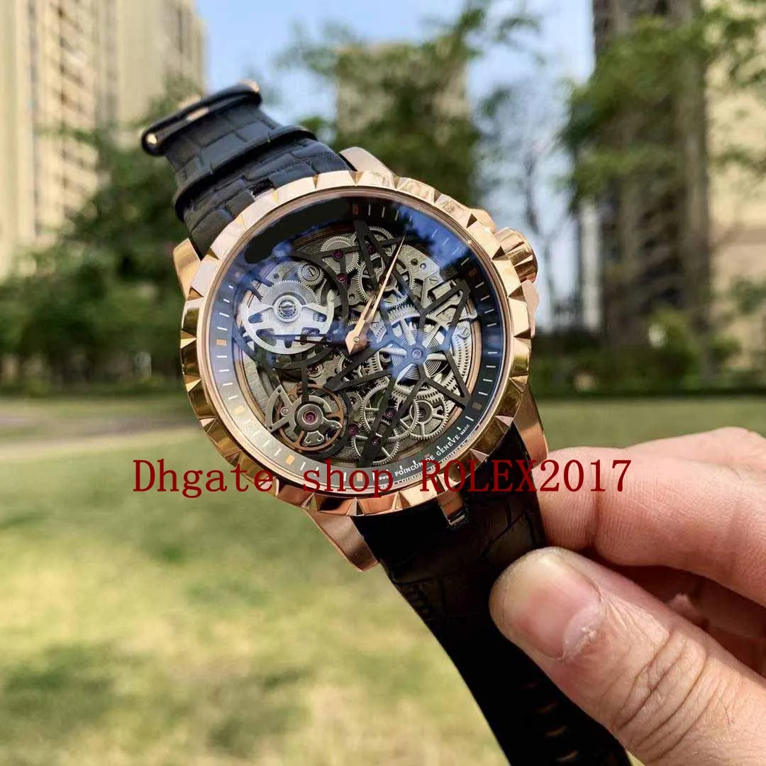 MENS Automatic Watches Master 46mm Excalibur Aranha 18 Karat Dial Gold Hollow Mens Masculino Sport Watches