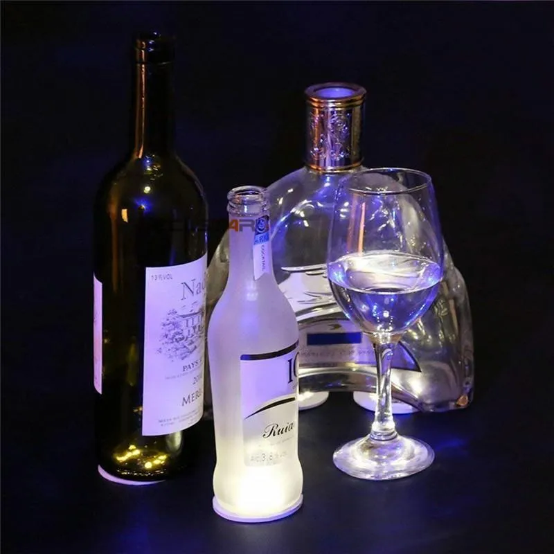 6cm LED Bottle Stickers Coasters Light 4LEDs  Sticker Flashing led lights For Holiday Party Bar Home Party Use