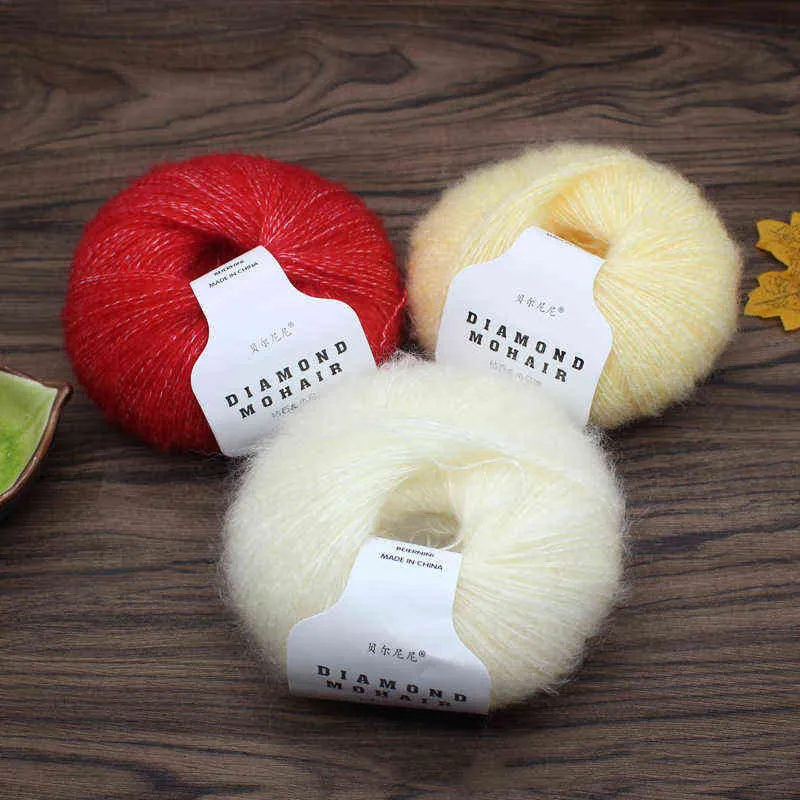 1PC 0.9mmX260m 25g/Ball Mohair Yarn Crochet Baby Wool Thread Handmade DIY For Knitted Gloves Scarf Sweater Hat Sewing Supply Y211129