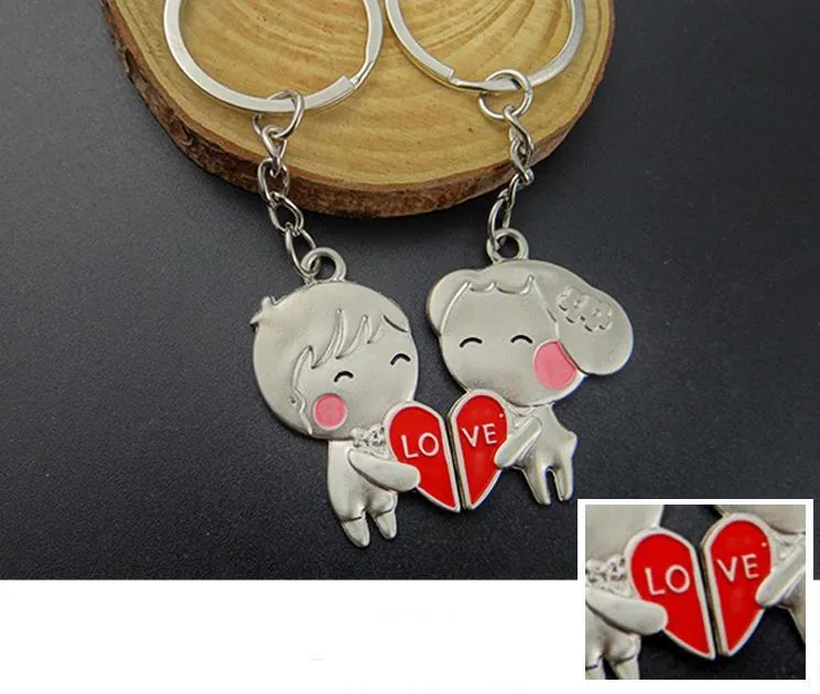 Party Favor Metal creative lover keychain I LOVE YOU Heart Key Ring Romantic car Valentine`s Day gift Couple-I Love-You key chain SN3348