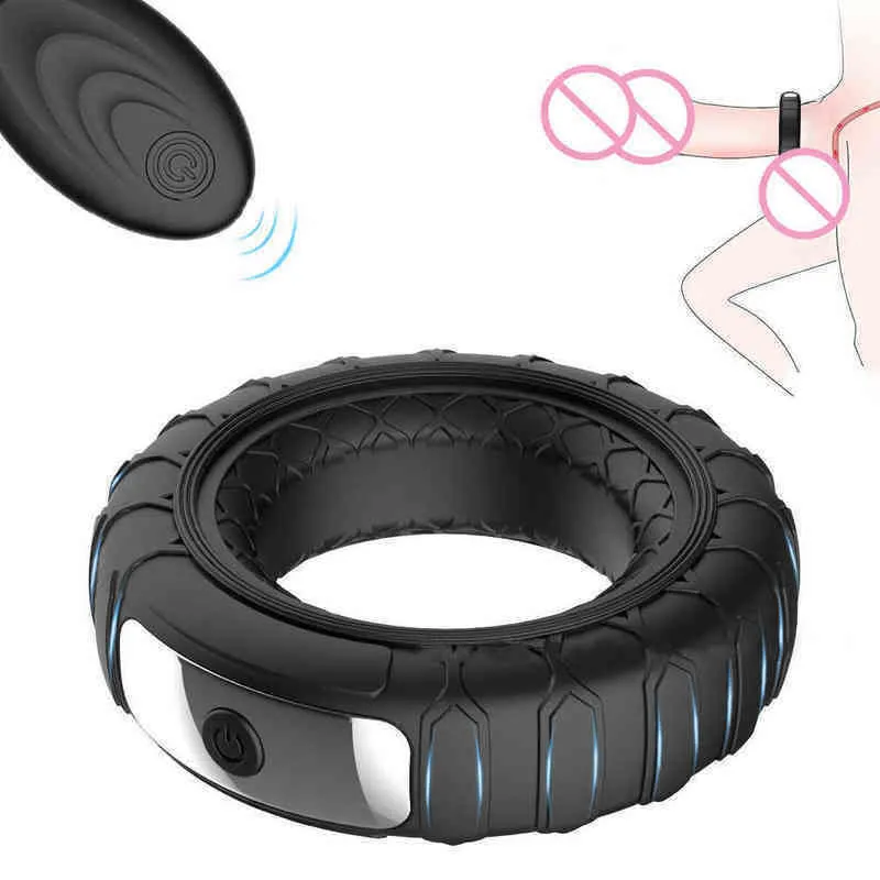 NXY Cockrings Wireless Remote Control Massager Vibrerande Penis Cock Ring för Clitoral Stimulation Par Vuxen Sexleksaker Män och Par 1214