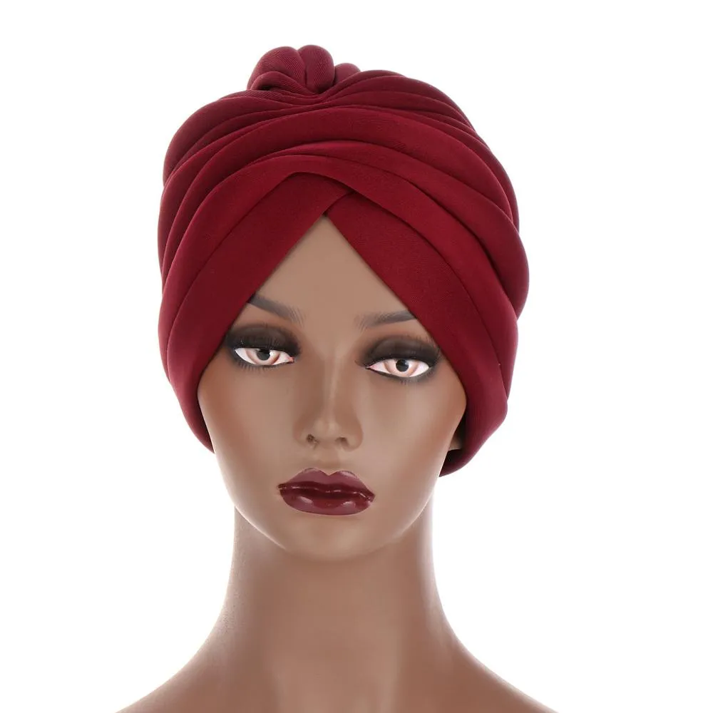 Muslimische Frauen Turban Twist Ruffle Banadans Krebs Chemo Kopf Wrap Blumendruck Baumwolle Haarschmuck Turbante