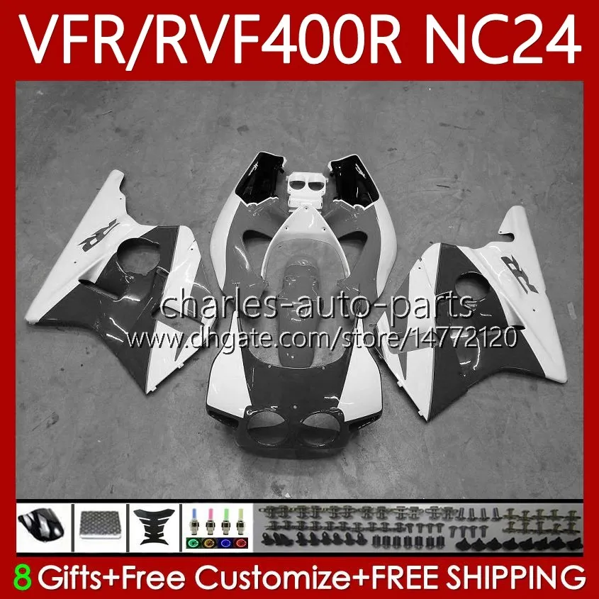 Kit de carrosserie pour HONDA RVF VFR 400 VFR400 R 400RR 1987-1988 Bodys 78No.175 VFR400R VFR400RR Blanc noir NC24 V4 87 88 RVF400R VFR 400R RVF400 R 1987 1988 MOTO Carénages