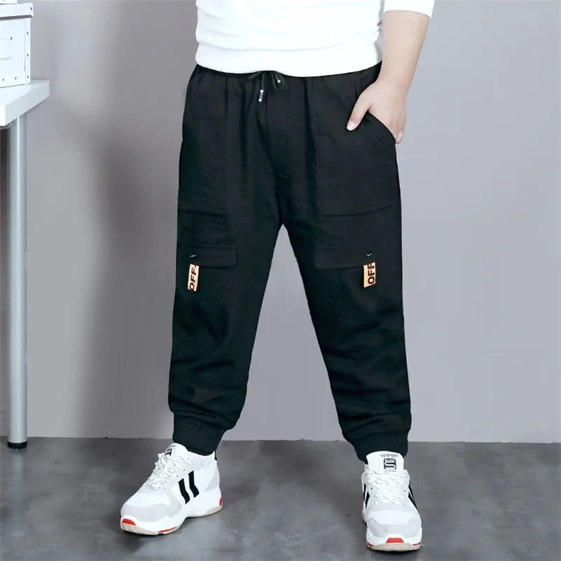 Pantaloni per ragazzi grandi Pantaloni per ragazzi scolastici autunnali Pantaloni per bambini grassi casual Pantaloni lunghi solidi Traspiranti Abiti taglie forti per 8-16 anni 210306