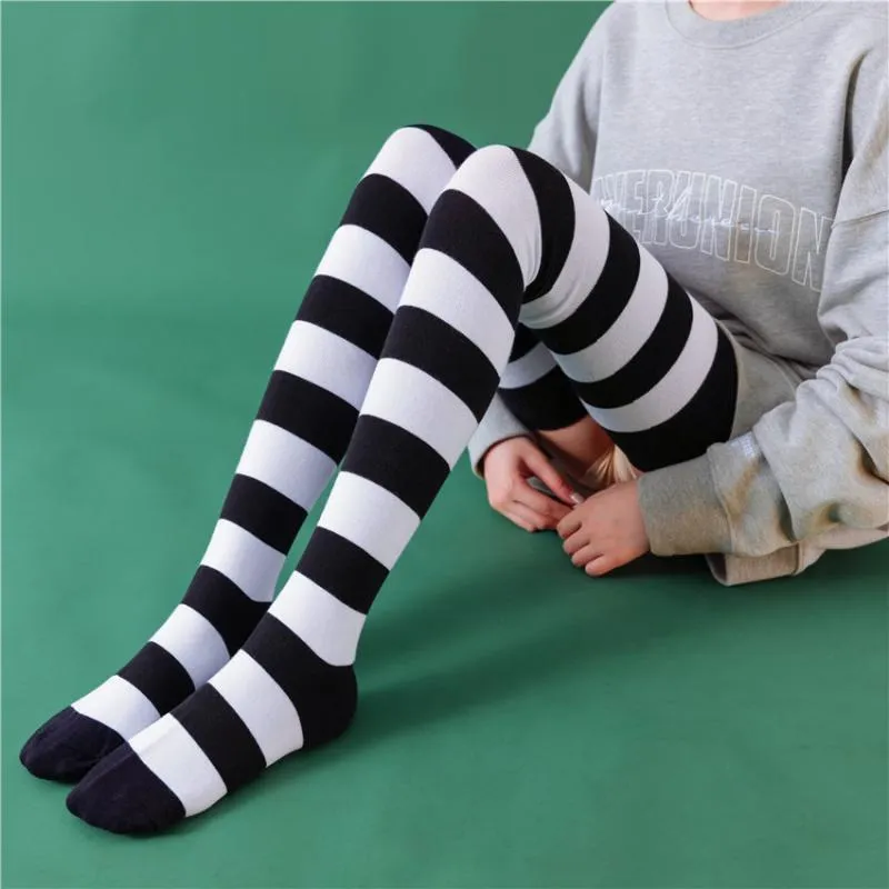 Socks & Hosiery Black And White Striped Over The Knee Stockings Thigh Women's Wholesale Tide Ins High