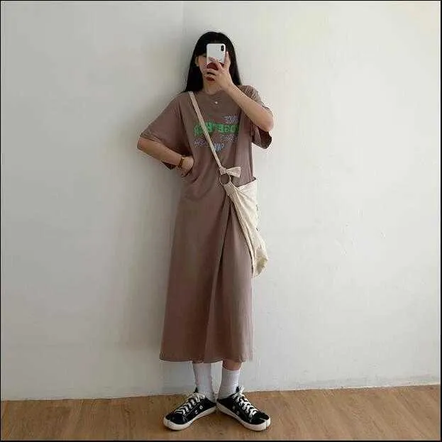 Qooth Women Casual T Shirt Maxi Dress Floor-Length Chiffon Blue Summer  QT090 from Dhgate Basic & Casual Dresses - price 36.42