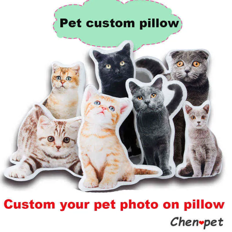 DIY персонализированные подушки PET PO Пользовательские подушки Форма животных Симпатичная подушка домашнего декора 3D животных плюшевая игрушка 21110