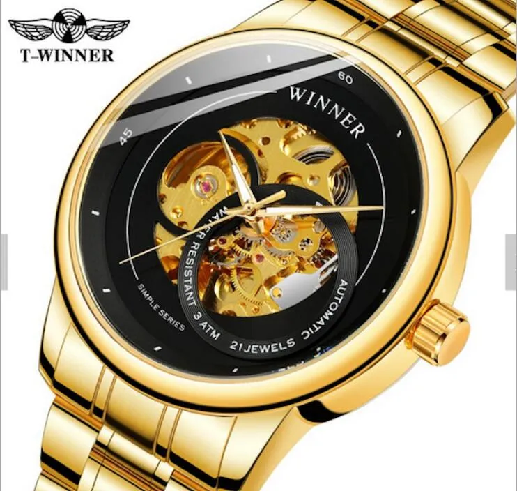 Лучшие продажи победителя мода мужские часы мужские автоматические часы механические часы для мужчин металлическая группа WN39-2
