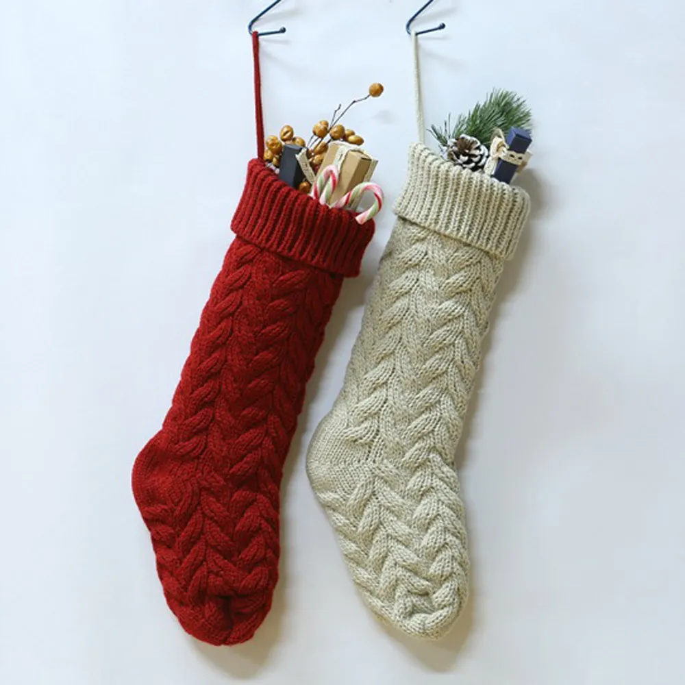 By Sea Knitting Christmas Stocking 46cm Gift Stocking-Navidad Medias navideñas Holiday Stocks Family-Medias decoración interior DO1413