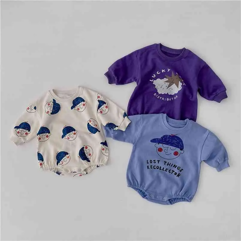 Super adorabile! Pagliaccetto a maniche lunghe per neonato, design di marca, simpatico cotone, tutina ampia, modello cartone animato invernale 210619