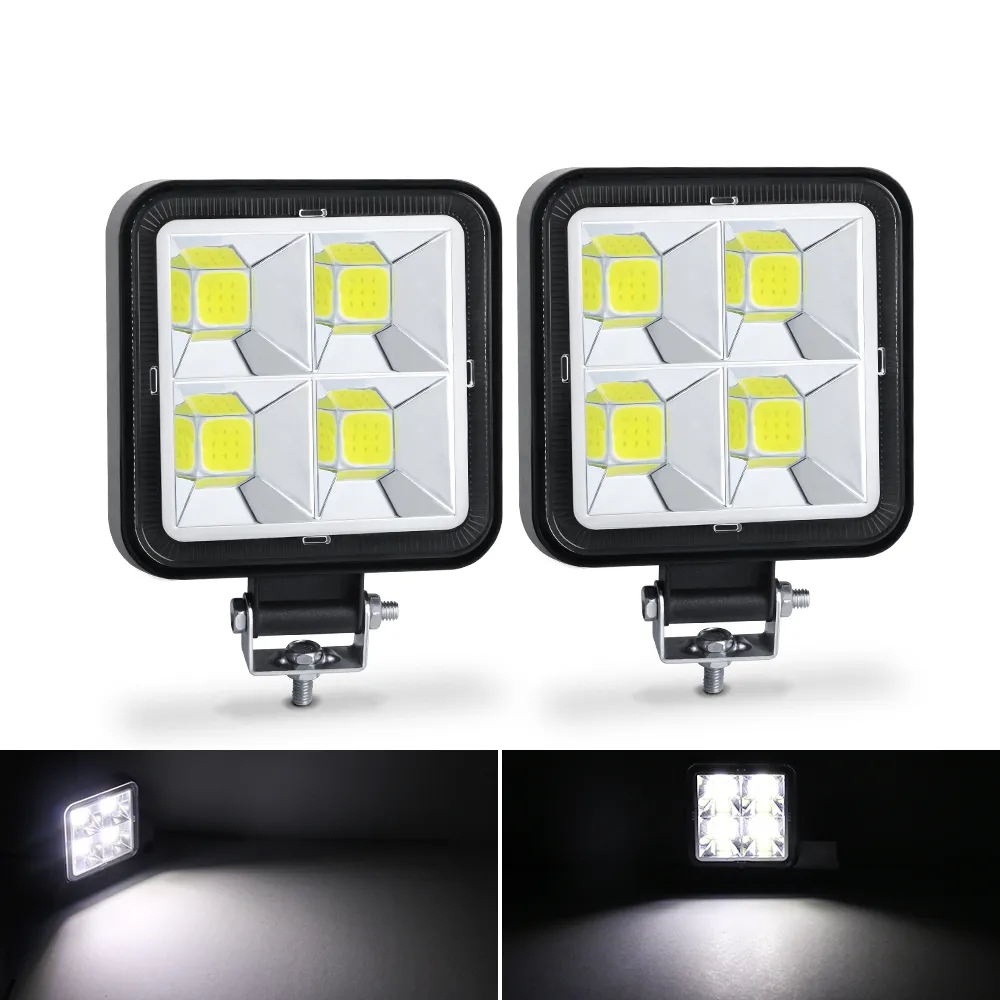 Barre lumineuse de travail LED 3 pouces, faisceau d'inondation, puces COB 12V 24V, phare antibrouillard pour voiture tout-terrain, bateau, camion, SUV pick-up blanc