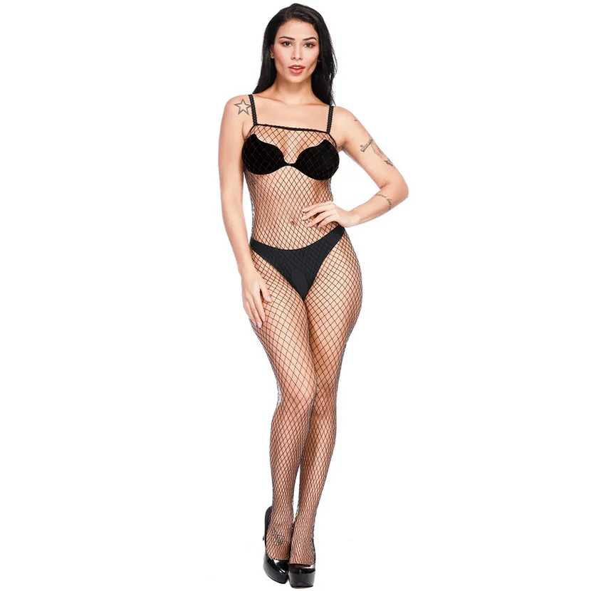 Croth ouvert Résille Teddy Pyjamas Lingerie Mesh Body bodycon bas serrés combinaison vêtements de nuit sous-vêtements pour femmes volonté et sable