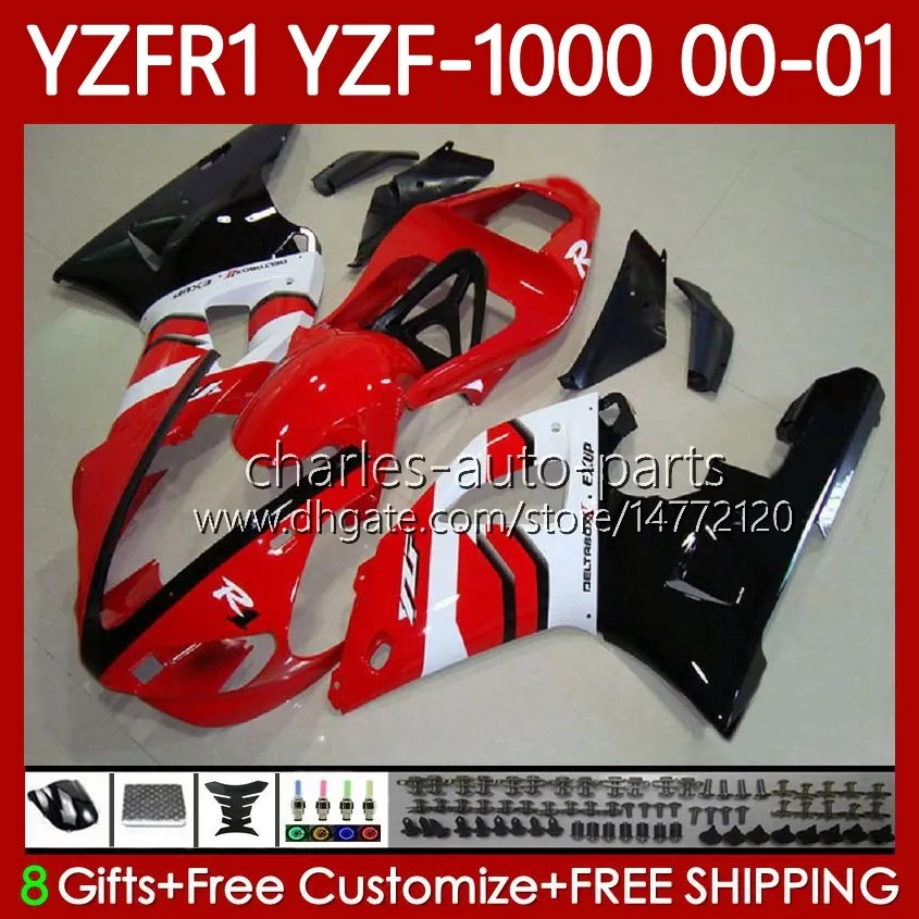 Yamaha Yzf-1000 Yzf-R1 Yzf 1000 CC R 1 2000 2001 2002 2003 Bodywork 83NO.120 YZF 레드 블랙 R1 1000CC 00-03 YZF1000 YZFR1 00 01 02 03 오토바이 페어링