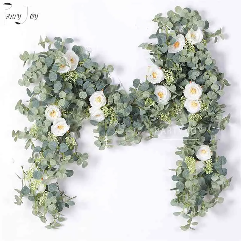 PARTY JOY 2M Fleurs Artificielles Plantes Faux Eucalyptus Vigne Guirlande Suspendue pour Mariage Bureau À Domicile Fête Jardin Artisanat Art Décor 210925