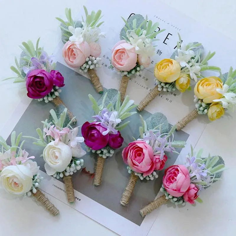 Decorative Flowers & Wreaths Corsage Bride And Groom Wedding Floral Meeting Banquet Hand Flower Party Accessories Simulation Wrist