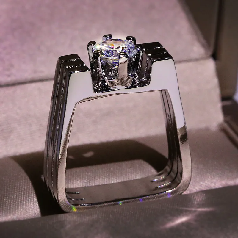 14k branco com anel de carimbo para mulheres homens unisex 100% real diamante natural diamante jóias luxo pavimentação de 14 k anéis de ouro