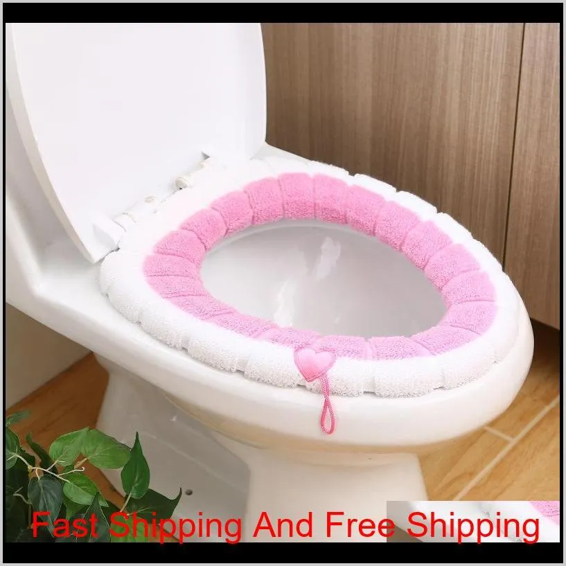 comfortable velvet coral bathroom toilet seat cover winter toilet cover household closestool mat seat case lid cover