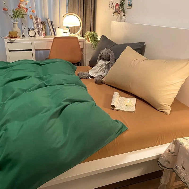Bedding Sets Korea Simple Four Piece Set Net Celebrity Trend Bed Sheet Duvet Cover Student Dormitory Three Fashion
