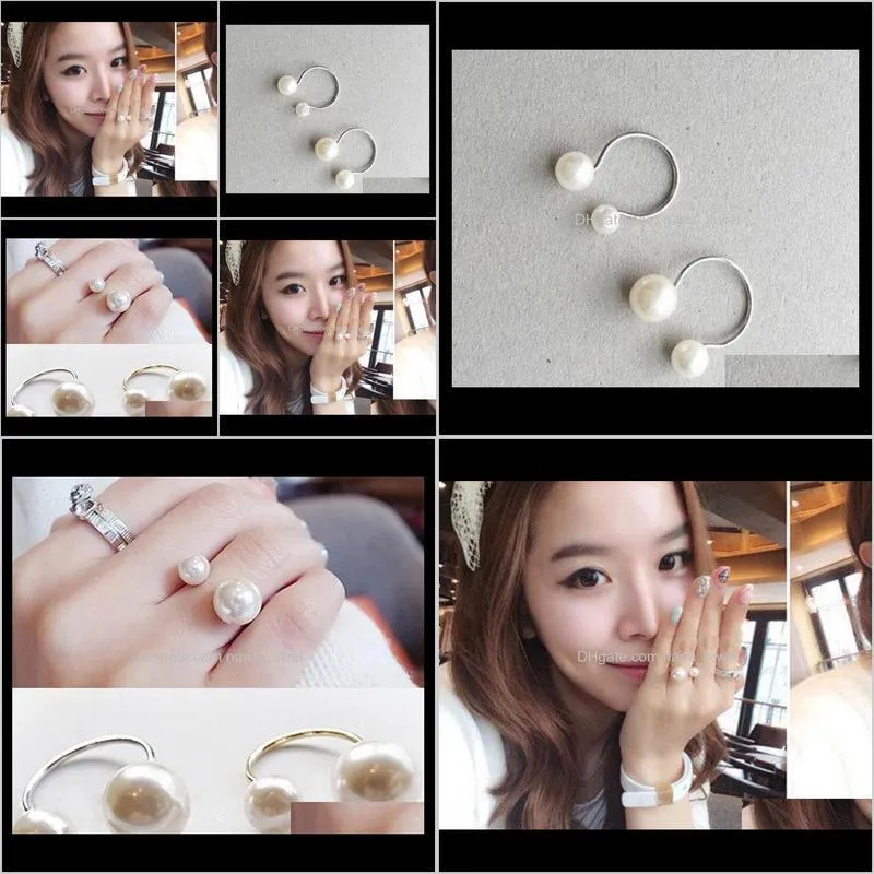 Rings for Women Promotion Korean Plated Korean Lovely Girls 18KGP Opening Adjustable Simulated Beautifully Pearl Rings WAJ0761