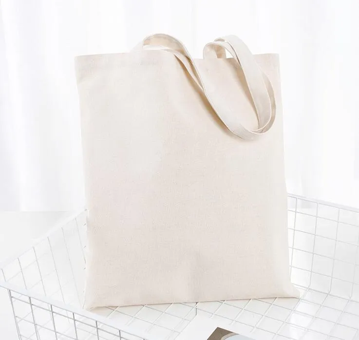 Partihandel kanfas väska vanlig utomhus förvaring väska återanvändbar eko shopping påse kvinnor multifunktion tote bag makeup lagring fall axelpåse